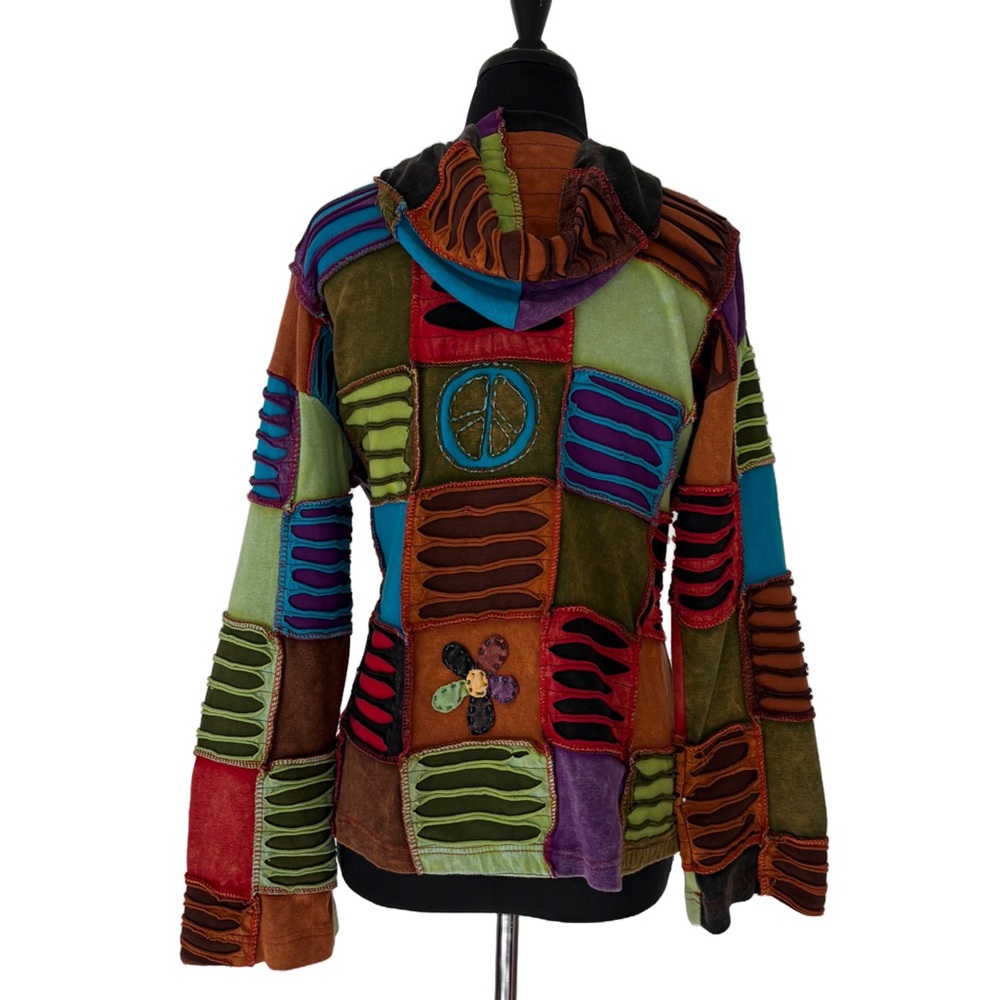 Artsy Multi-Coloured Patchwork Jacket With Embroi… - image 4